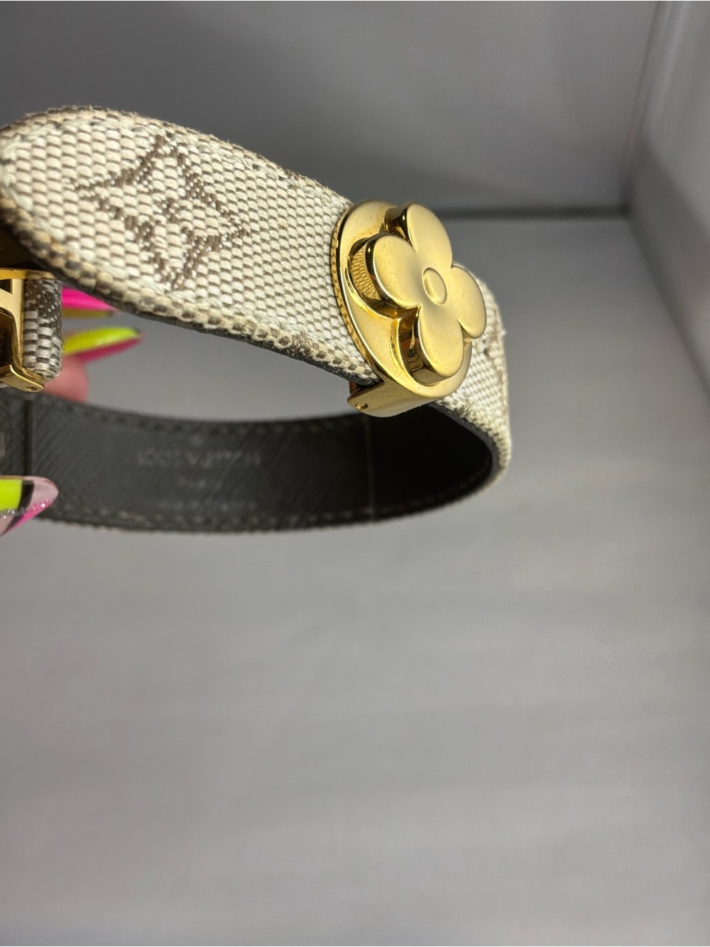 Louis Vuitton Monogram Canvas Bracelet with Gold Fleur Clasp - Picture 2 of 5